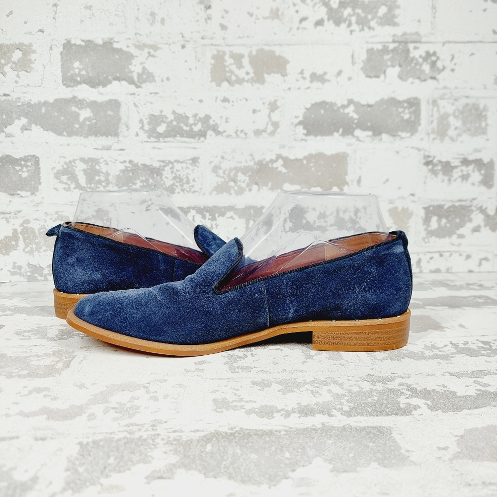 NEW Franco Sarto Jeena Blue Suede Leather Flat Loafers E622 - Picture 3 of 11